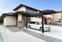 00001 加古川市の新築外構で、シックなアプローチが美しいオープン外構