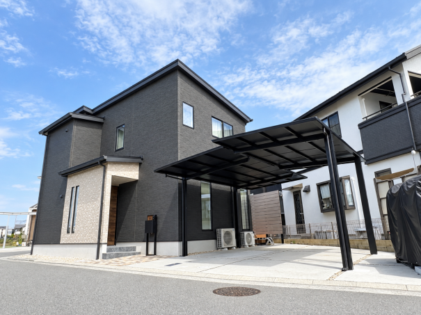 兵庫県加古川市外構リフォーム三協アルミセルフィー1台用×2基連結施工例