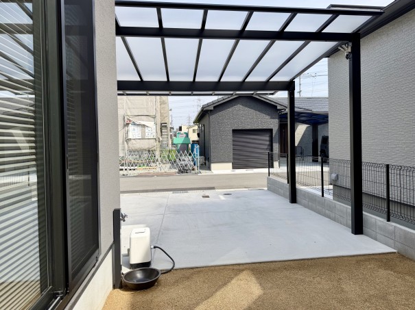 IMG_3218 姫路市の新築外構で、三協のカーポートを設置したオープン外構の事例
