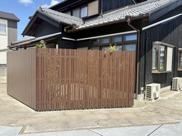 IMG_8774 兵庫県加古川市外構リフォームタカショー縦貼ユニット80ダークパイン施工例