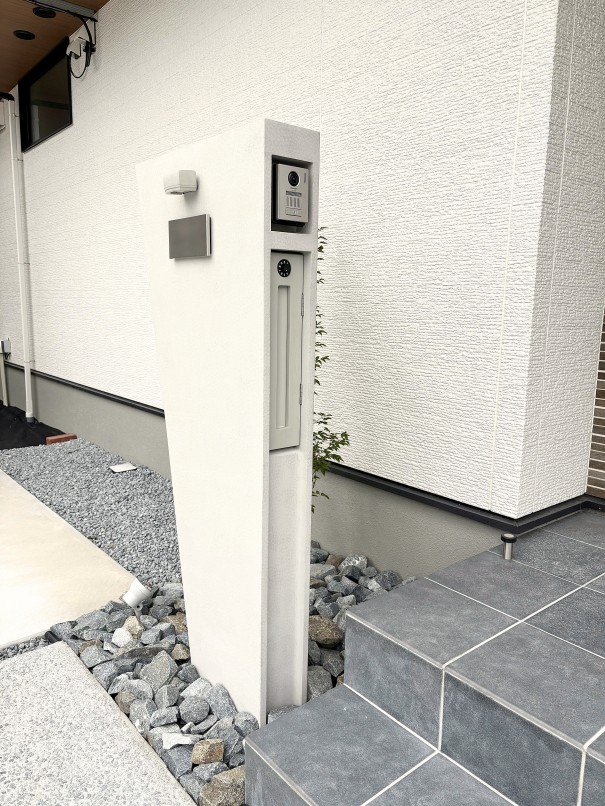 兵庫県加古川市新築外構機能門柱ディーズガーデン ルアンAコンクリートグレー施工例