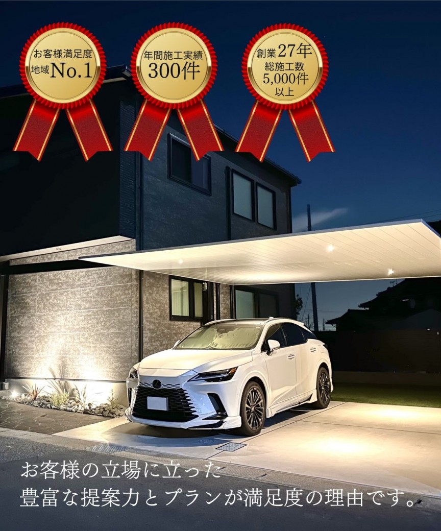 加古川市姫路市高砂市の地域で、創業28年、施工実績5000件以上、年間施工実績300件以上のチェリーブロッサムガーデン。お客様満足度は地域ナンバーワンです。